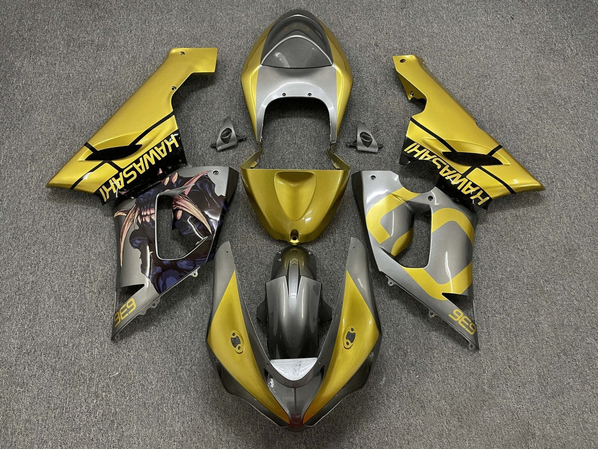 Fairing kit for a Kawasaki ZX6R 636 (2005-2006) Gold, Silver & Black