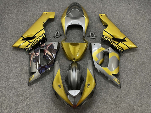 Fairing kit for a Kawasaki ZX6R 636 (2005-2006) Gold, Silver & Black