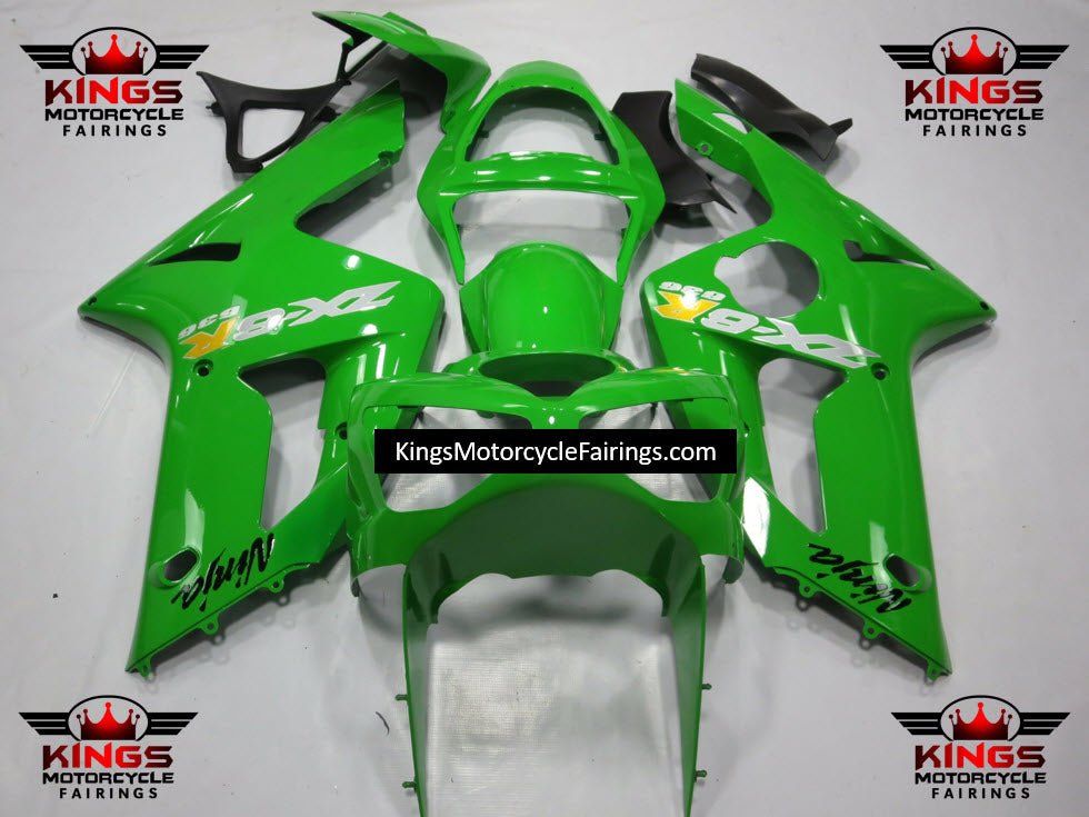 Fairing kit for a Kawasaki ZX6R 636 (2003-2004) Green, Silver & Yellow