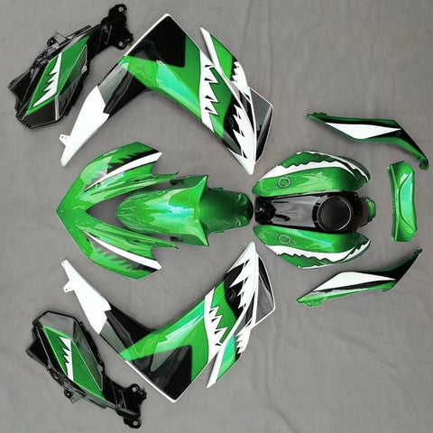 Yamaha YZF-R3 (2015-2018) Green, White & Black Shark Teeth Fairings