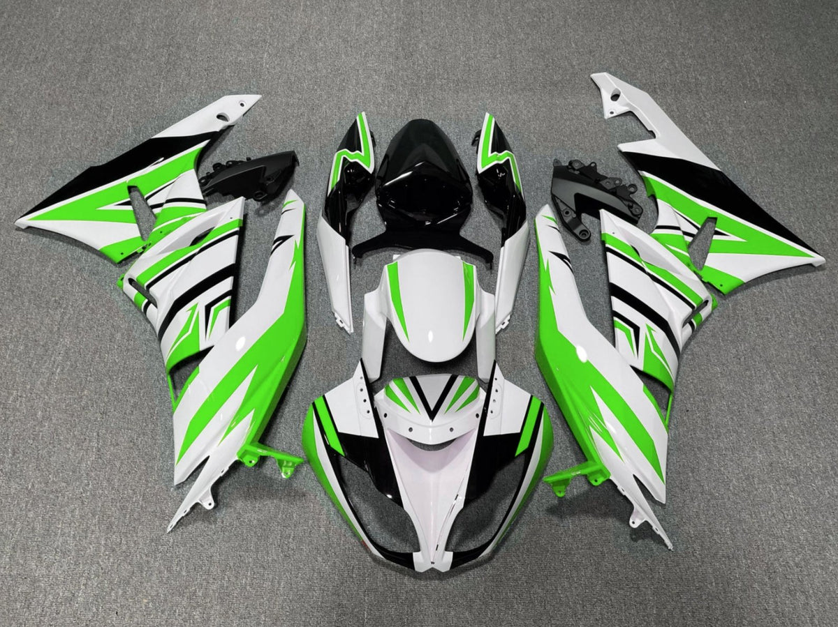 Fairing kit for a Kawasaki Ninja ZX6R 636 (2009-2012) White, Green & Black