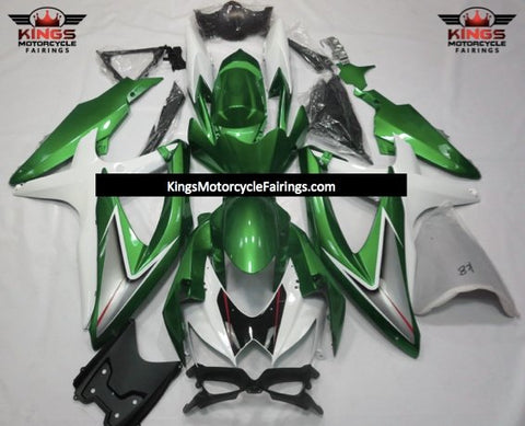 Suzuki GSXR600 (2008-2010) Green, White, Silver & Black Fairings