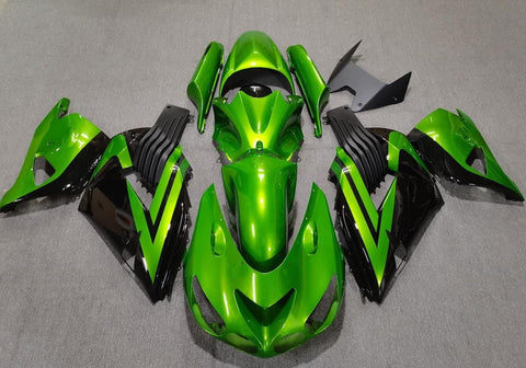 Fairing kit for a Kawasaki Ninja ZX14R (2006-2011) Green & Black