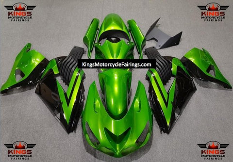 Fairing kit for a Kawasaki Ninja ZX14R (2006-2011) Green & Black