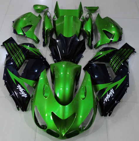 Fairing kit for a Kawasaki Ninja ZX14R (2006-2011) Green & Black