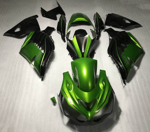 Fairing kit for a Kawasaki Ninja ZX14R (2012-2021) Green & Black