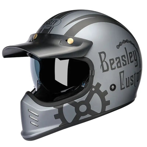 Matte Gray Broken Heart Beasley Motorcycle Helmet