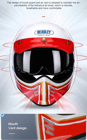 White Beasley Motorcycle Helmet