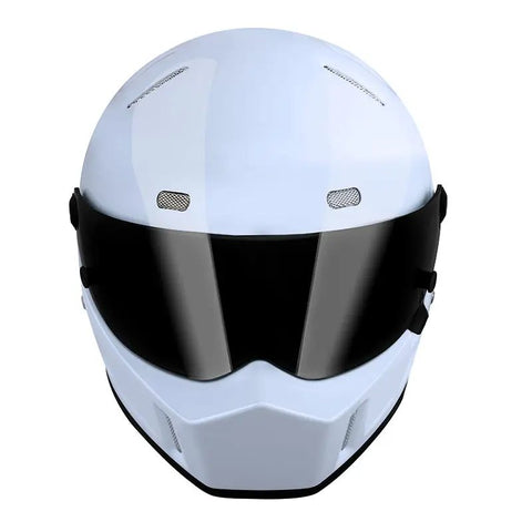 White Single Gill HNJ Motorcycle Helmet