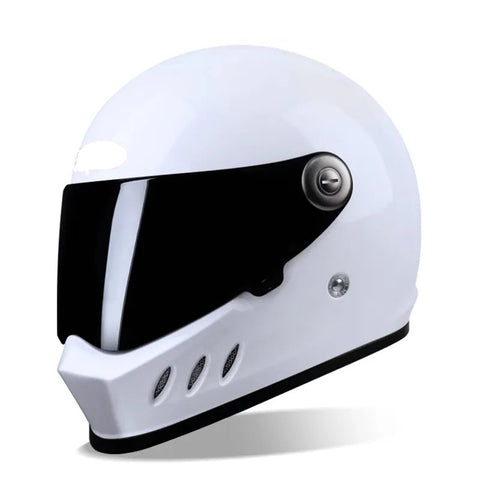 White Triple Gill HNJ Motorcycle Helmet with Black Visor