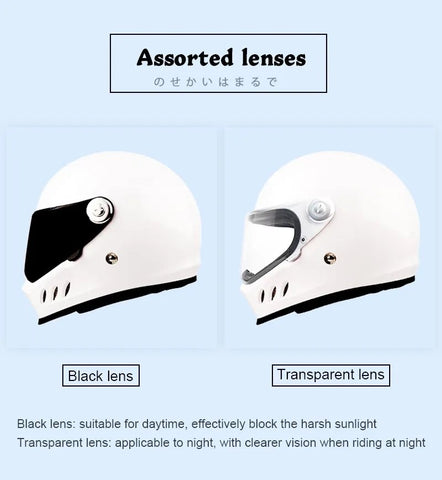 White Triple Gill HNJ Motorcycle Helmet with Black Visor