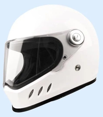 White Triple Gill HNJ Motorcycle Helmet with Black Visor