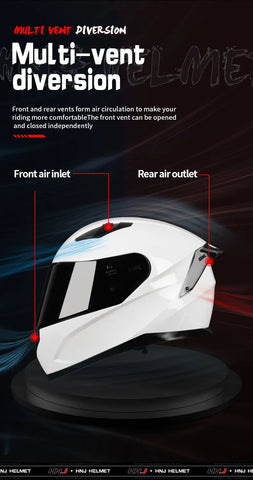 Matte Black & Silver Spider Web HNJ Motorcycle Helmet with Clear Visor