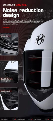 White & Silver Spider Web HNJ Motorcycle Helmet with Clear Visor