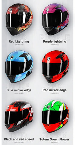 Green Multi Color Totem HNJ Motorcycle Helmet