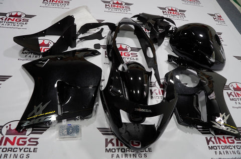 HONDA CBR1100XX Super Blackbird (1996-2007) METALLIC BLACK, CHROME & YELLOW FAIRINGS