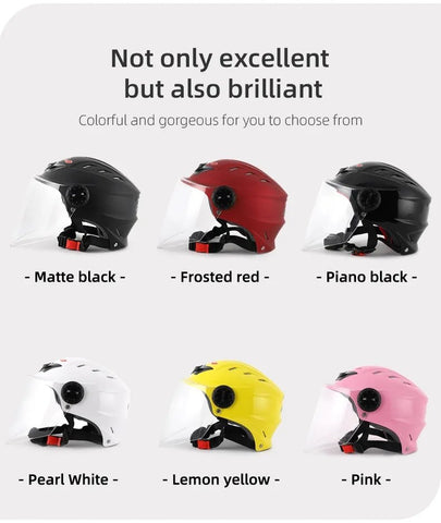 Red Half Face Motorcycle Helmet with Large Black Visor