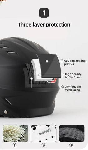 Red Half Face Motorcycle Helmet with Large Black Visor