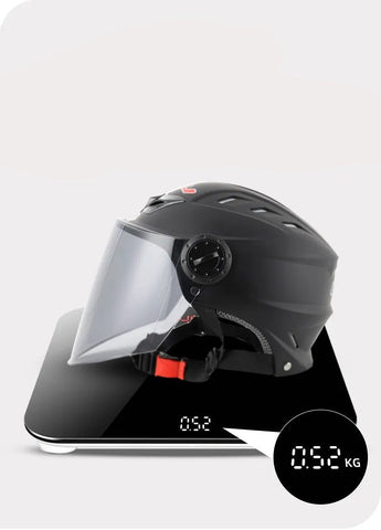 Red Half Face Motorcycle Helmet with Large Black Visor