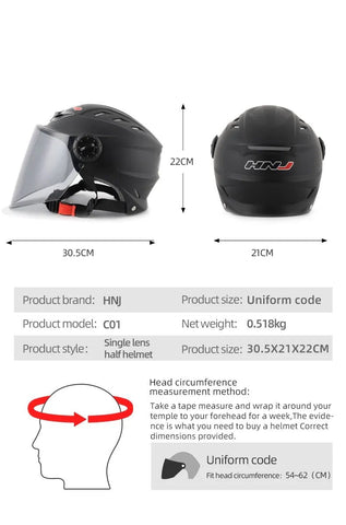 Red Half Face Motorcycle Helmet with Large Black Visor