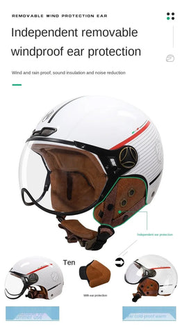 Black Half Face Retro Space Motorcycle Helmet