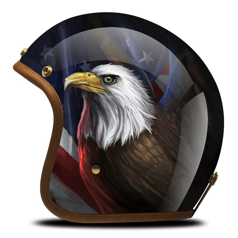 Hand Painted American Eagle Retro Motorcycle Helmet