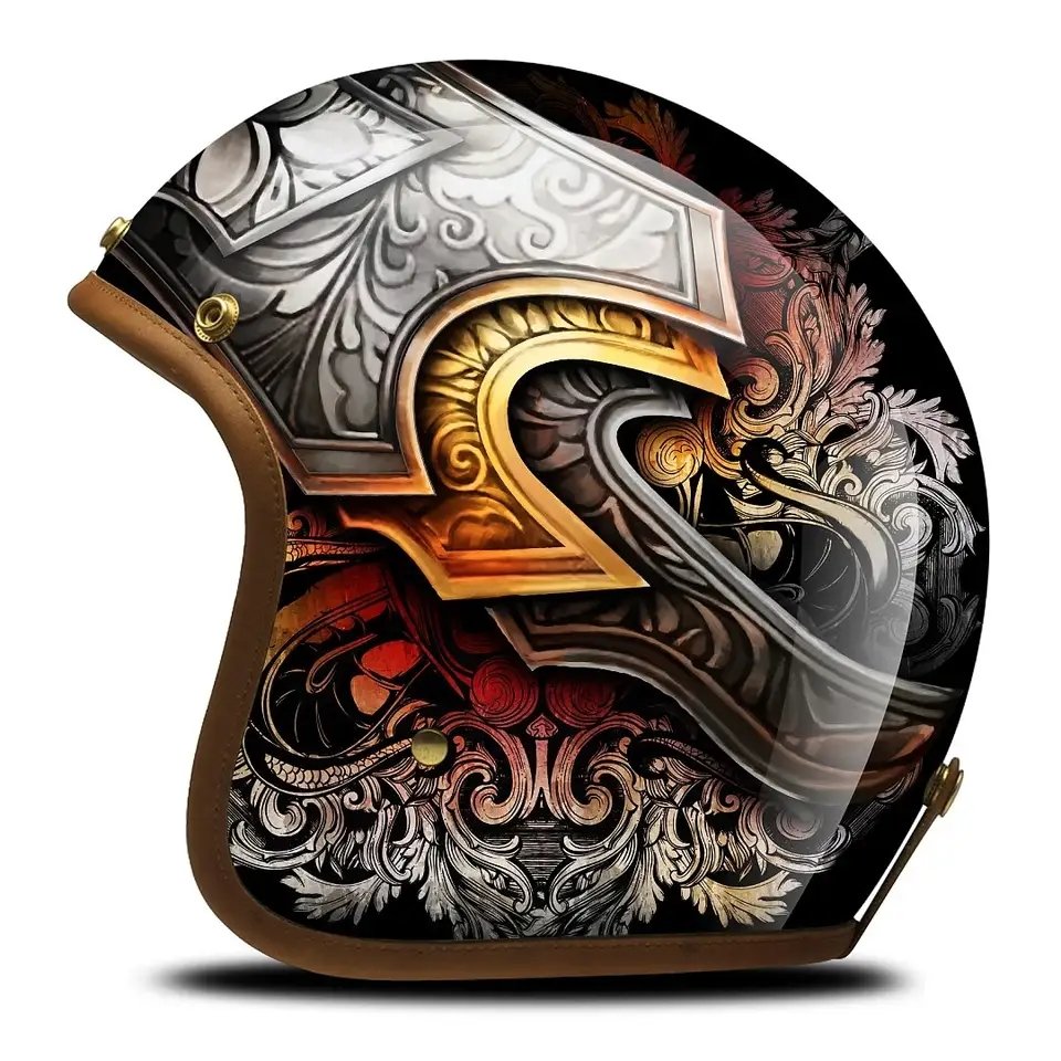 Hand Painted Battle of the Sacred Valley Retro Motorcycle Helmet