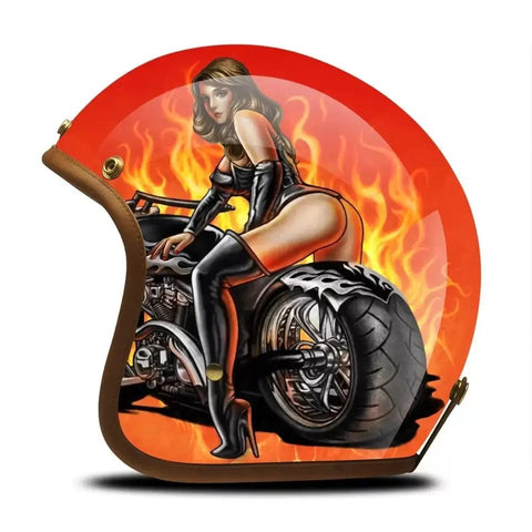 Hand Painted Biker Babe Motorcycle Helmet