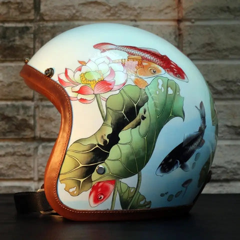 Hand Painted Koi Fish Motorcycle Helmet