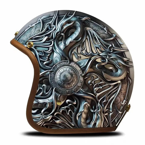 Hand Painted Metal Dragon Motorcycle Helmet