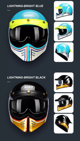 Red, White & Blue Lightning Beasley Motorcycle Helmet