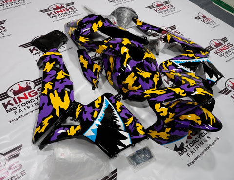 Honda CBR600RR (2003-2004) Purple, Black & Yellow Camouflage Shark Fairings