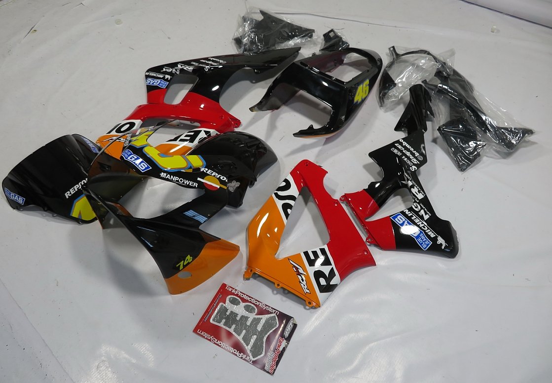 Honda CBR900RR 929 (2000-2001) Black, Red, Orange & White Repsol Fairings