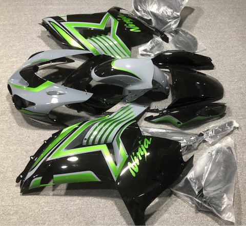 Fairing kit for a Kawasaki Ninja ZX14R (2006-2011) Nardo Gray, Green & Black