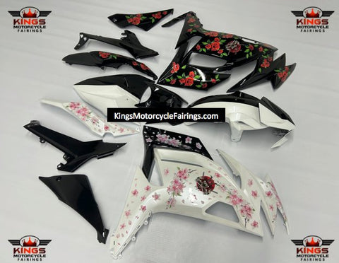 Fairings for Kawasaki Ninja 650R (2020-2023) Black Rose, White Blossom