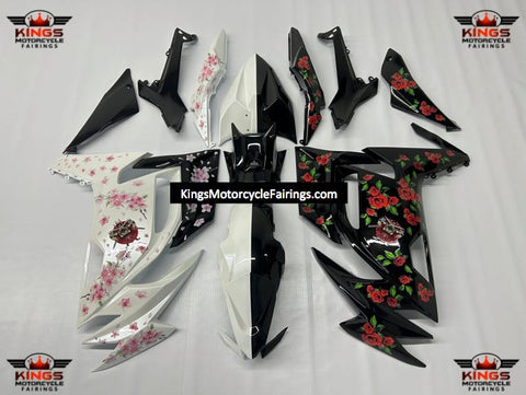 Fairings for Kawasaki Ninja 650R (2020-2023) Black Rose, White Blossom