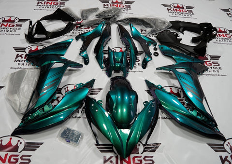 Fairing Kit for a Kawasaki Ninja 650R (2017-2019)  Chameleon Green, Blue, Purple & Matte Black