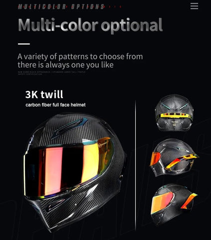 Carbon Fiber 3k Twill HNJ Motorcycle Helmet