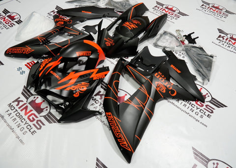 Suzuki GSXR600 (2008-2010) Matte Black & Matte Orange Tribal Corona Fairings