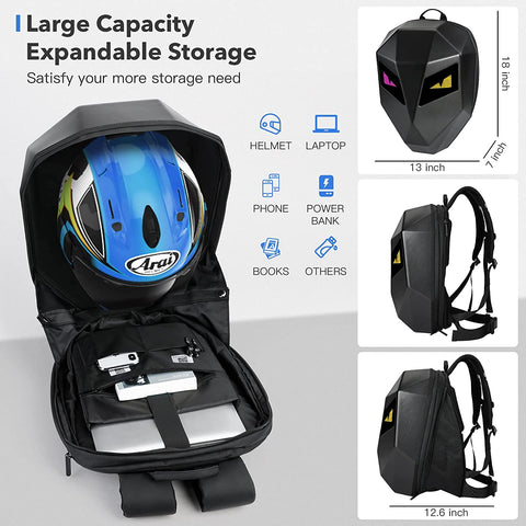 LED Motorcycle Helmet Backpack