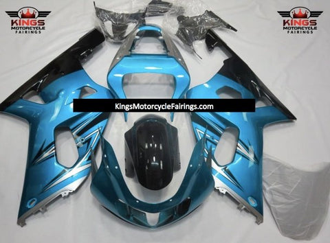 Suzuki GSXR750 (2000-2003) Light Blue, Silver & Black Fairings