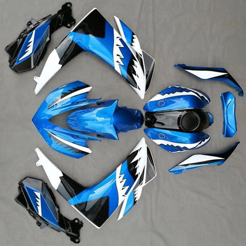 Yamaha YZF-R3 (2015-2018) Light Blue, Black & White Shark Teeth Fairings