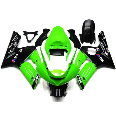 Fairing kit for a Kawasaki ZX6R 636 (2003-2004) Green & Black Elf