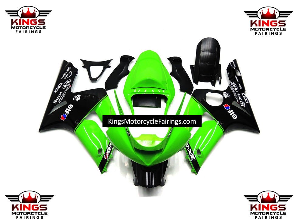 Fairing kit for a Kawasaki ZX6R 636 (2003-2004) Green & Black Elf