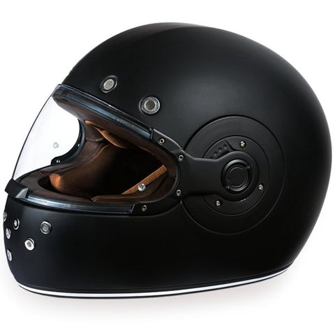 MATTE BLACK DAYTONA RETRO MOTORCYCLE HELMET - R1B