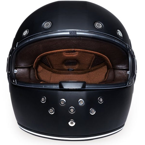 MATTE BLACK DAYTONA RETRO MOTORCYCLE HELMET - R1B