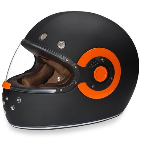 MATTE BLACK & ORANGE DAYTONA RETRO MOTORCYCLE HELMET - R1O