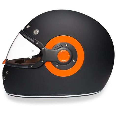 MATTE BLACK & ORANGE DAYTONA RETRO MOTORCYCLE HELMET - R1O