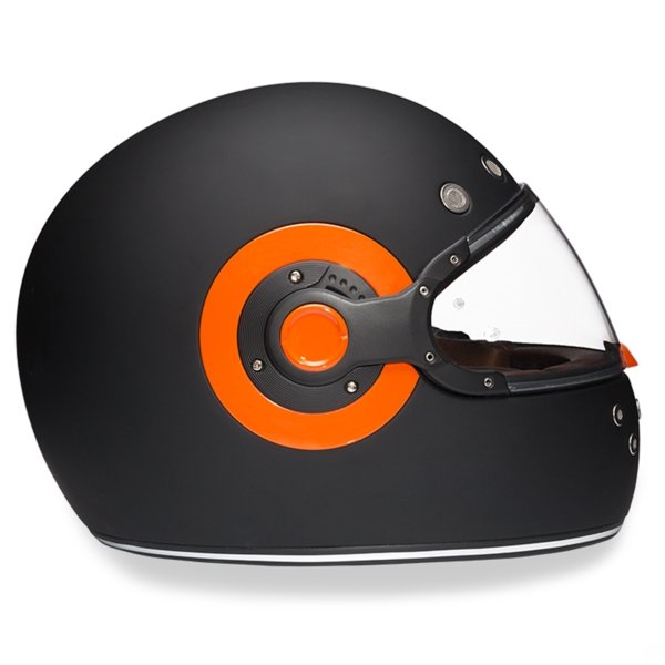 MATTE BLACK & ORANGE DAYTONA RETRO MOTORCYCLE HELMET - R1O