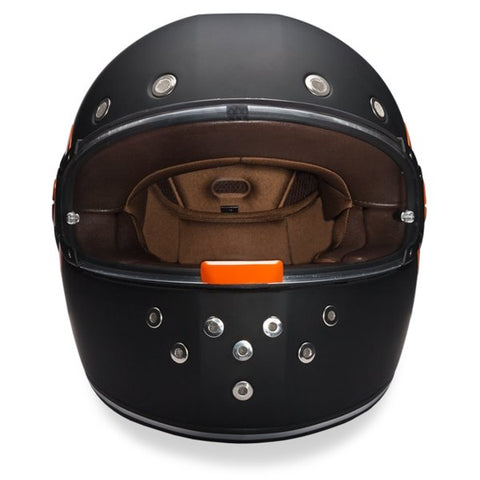 MATTE BLACK & ORANGE DAYTONA RETRO MOTORCYCLE HELMET - R1O